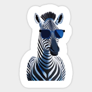 Graceful Monochrome: Zebra in Sunglasses Sticker